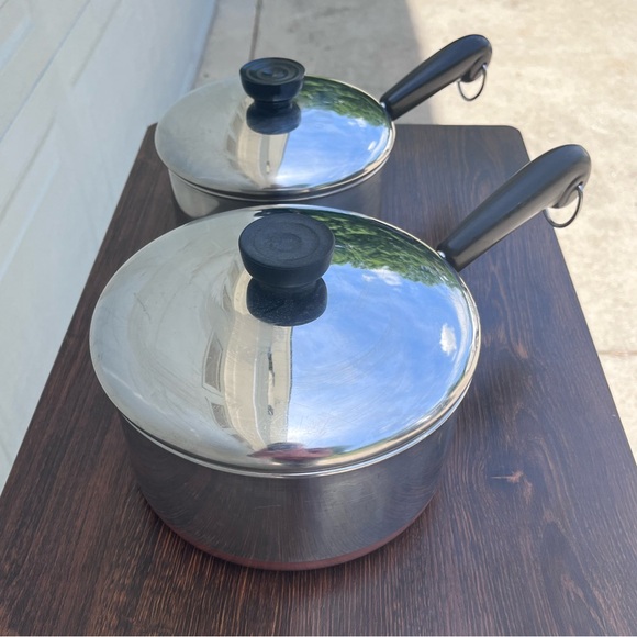 Revere Ware Other - Vintage 4pc Set Revere Ware 1801 Copper Bottom 1 1/2 and 2 Qt Clinton, ILL USA